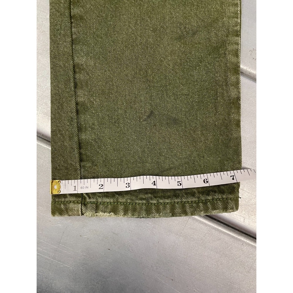 Square Zero Slim Straight Jeans Mens 40x33 Green Denim Faded Distressed Moto - Picture 10 of 16